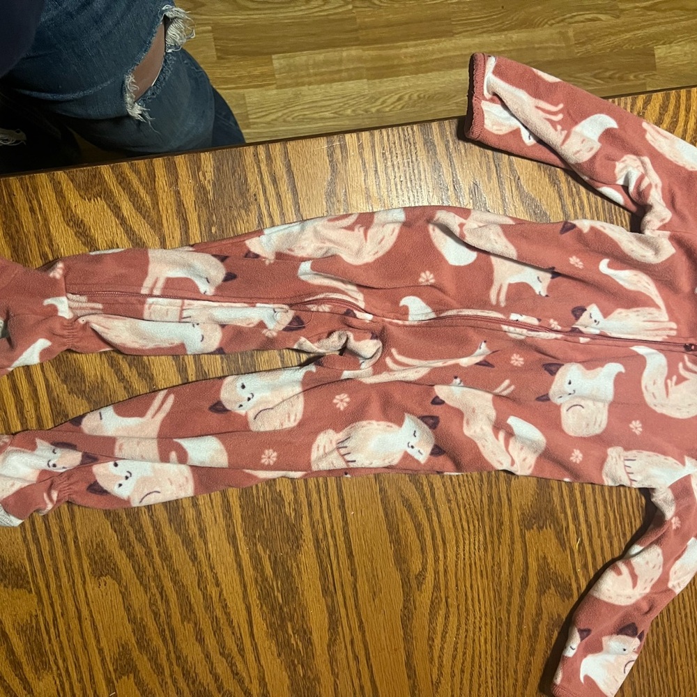 Carter's Fox Print Fleece Onesie - Pink and White